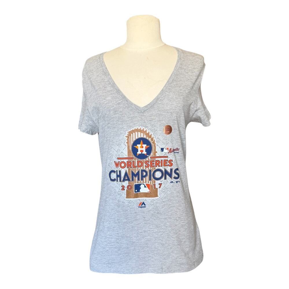 Majestic NWT Houston Astros 2017 World Series Champions V-Neck Tee Women Medium